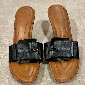 Born Crown Black Leather Women's Sandals